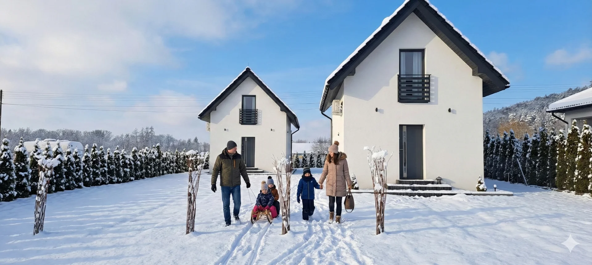 Domek pod Sosnową Górą 2, Zima, Śnieg, Narty, Noclegi Żelazno, Kotlina Kłodzka, Góry, Sudety, Wypoczynek